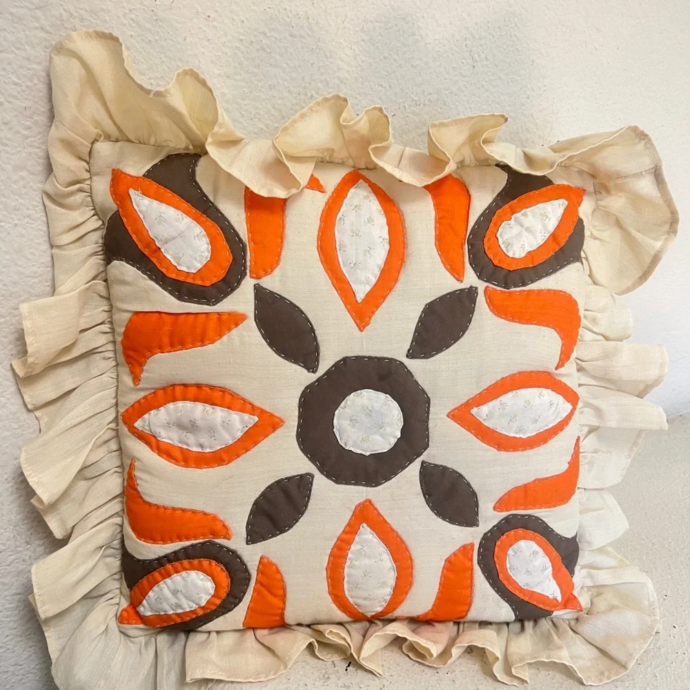 Vintage Handmade Quilted‎ Patchwork Granny Cozy cottagecore throw pillow